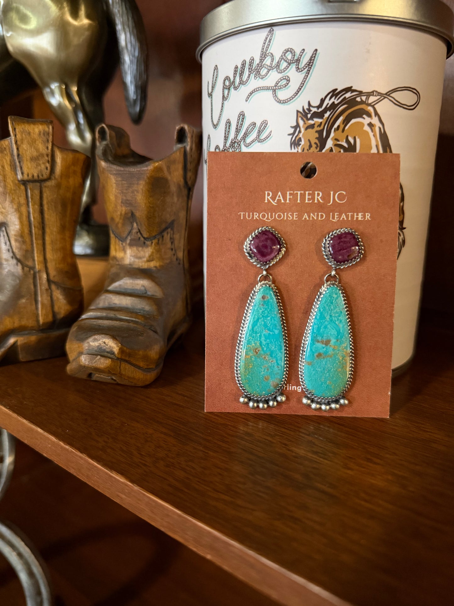 Turquoise and Purple Spiny Post Dangle