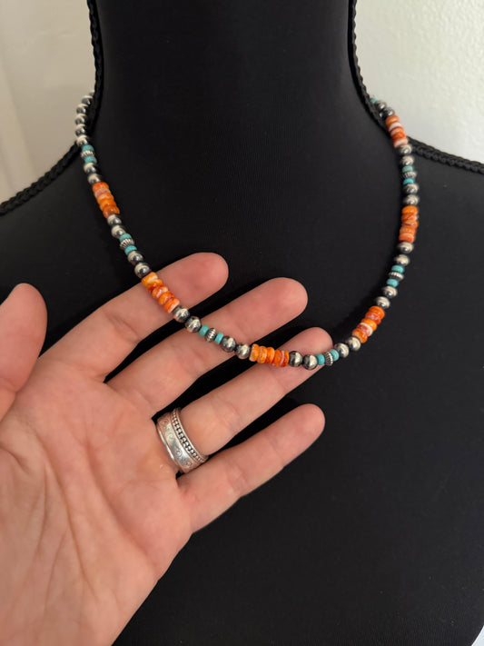 Turquoise and Orange Perfect Necklace