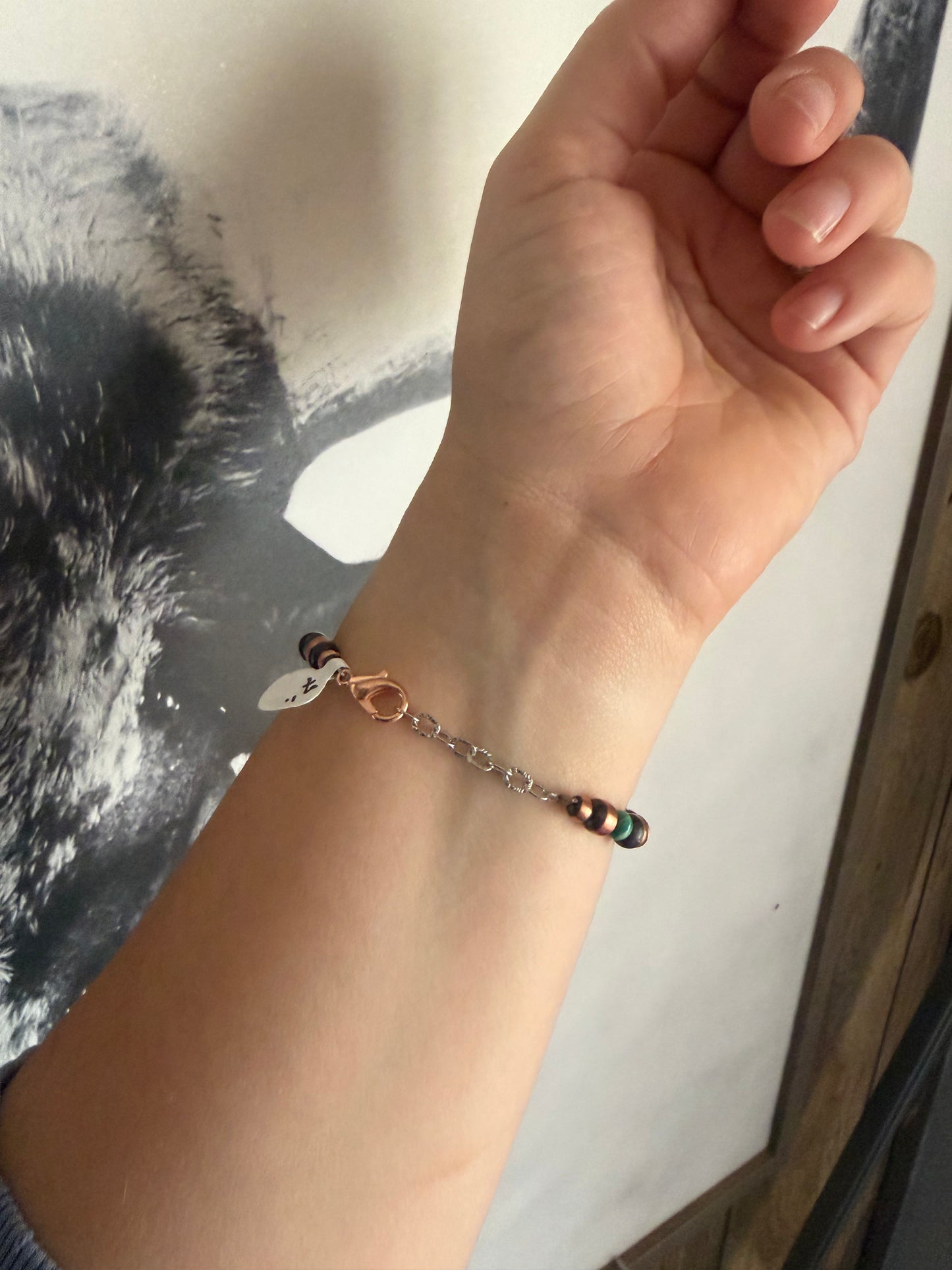 7mm Copper Bead with Turquoise Bracelet