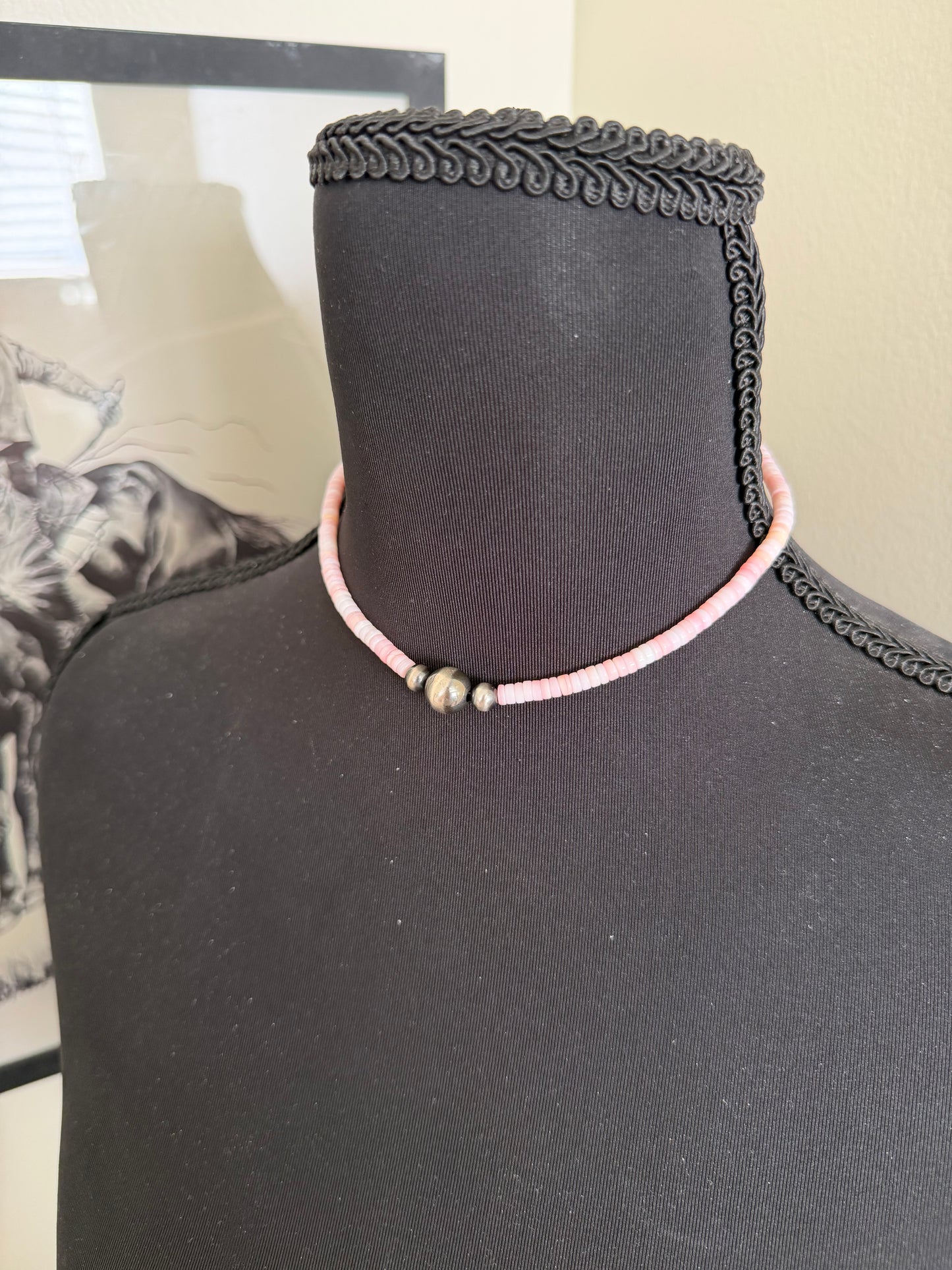 Pink Conch Choker with Pearls