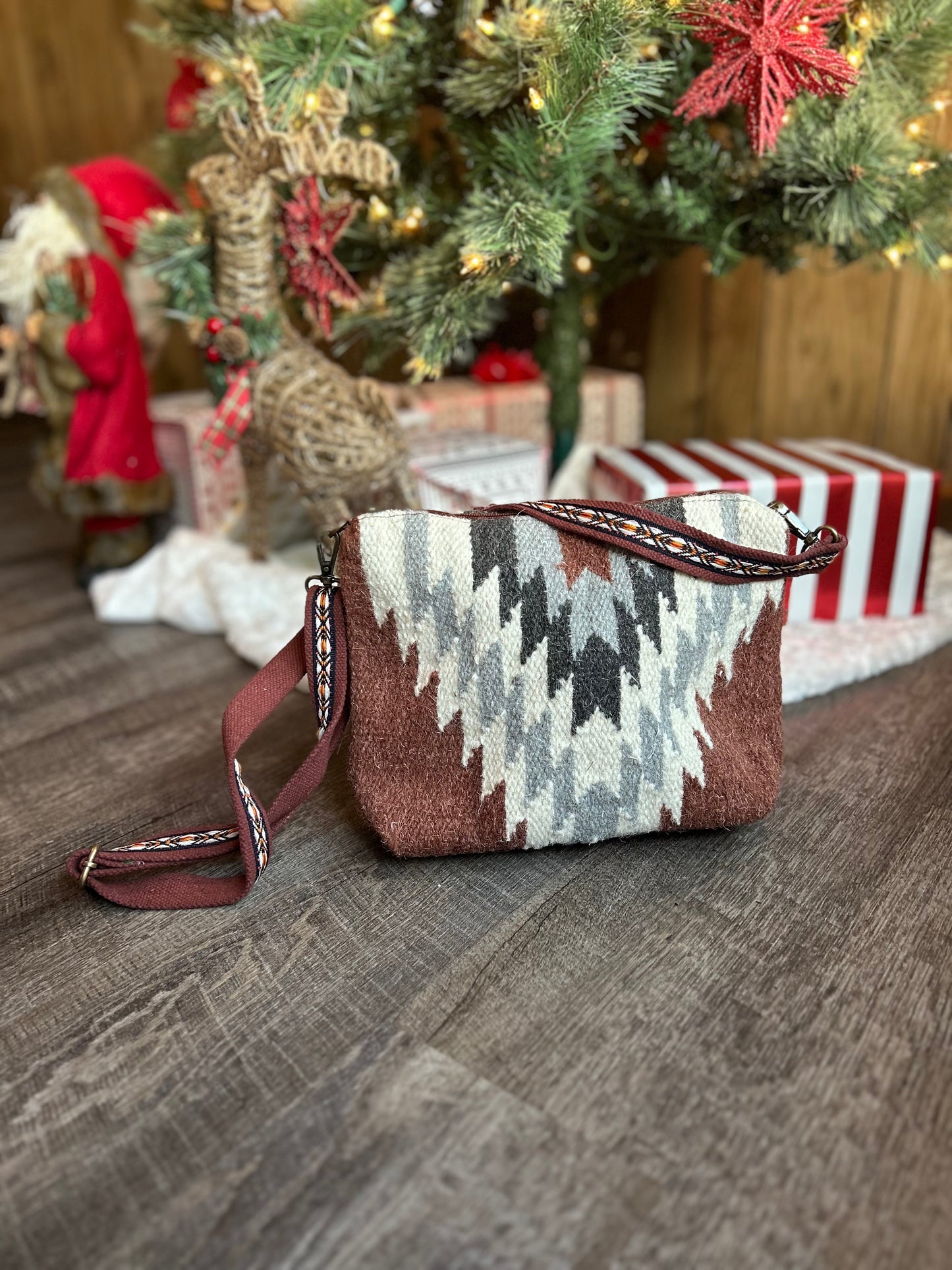 Rust, Cream, and Gray Aztec Crossbody