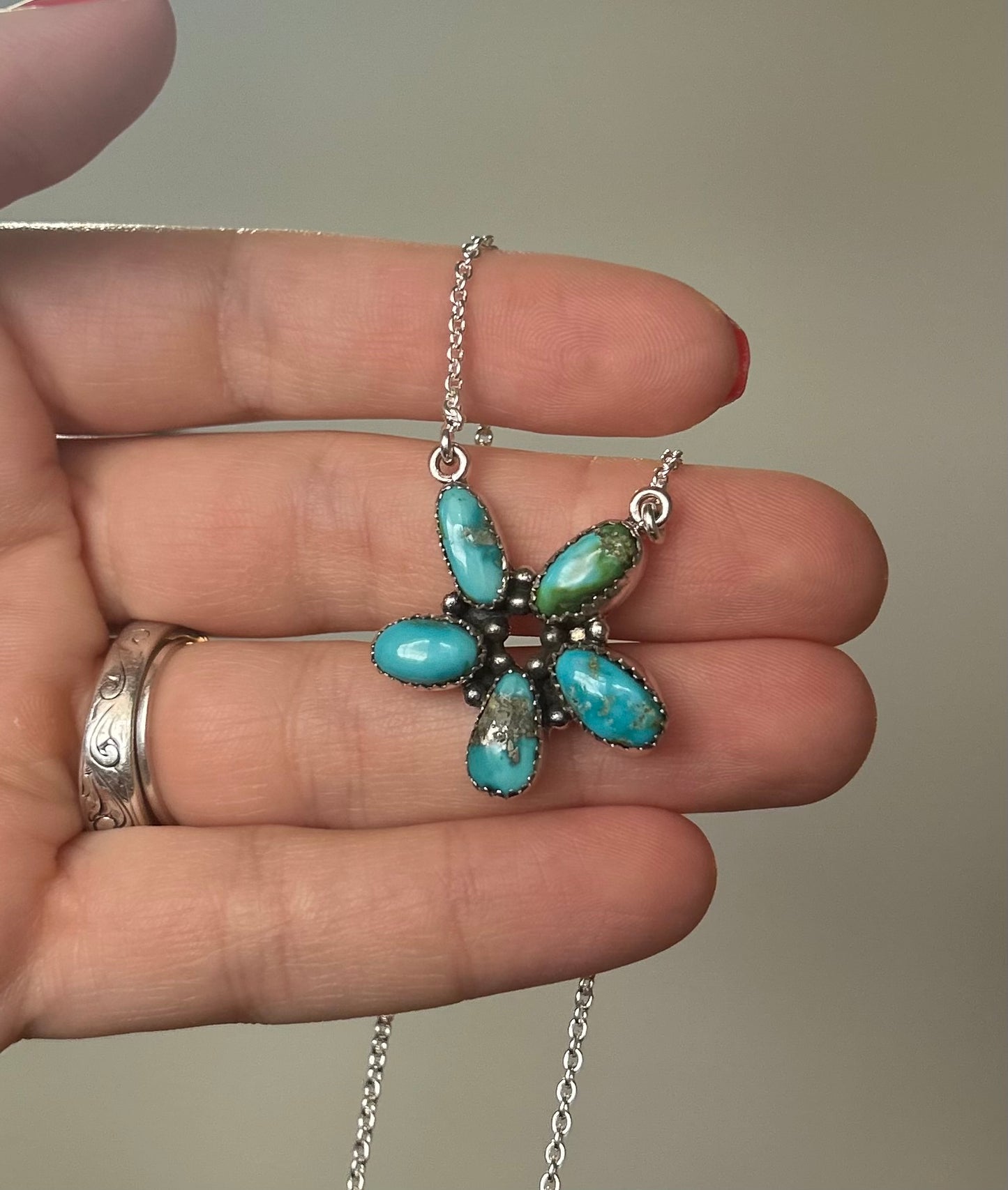 Sonoran Mountain 5 Stone Flower Necklace