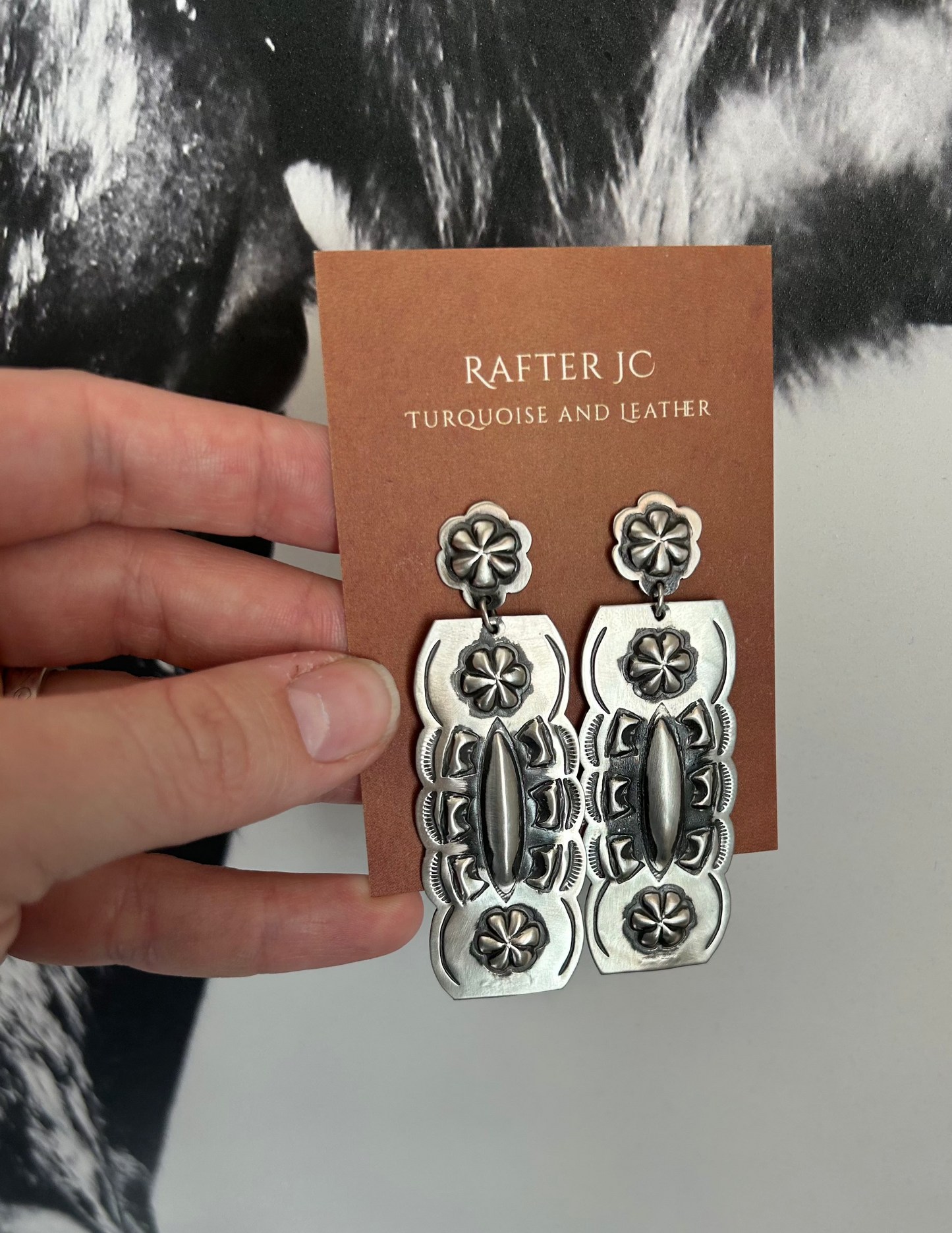 Rectangle Concho Dangle Earrings