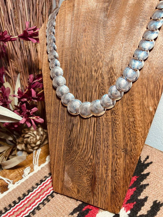 Flower Stamped Pillow Bead Necklace