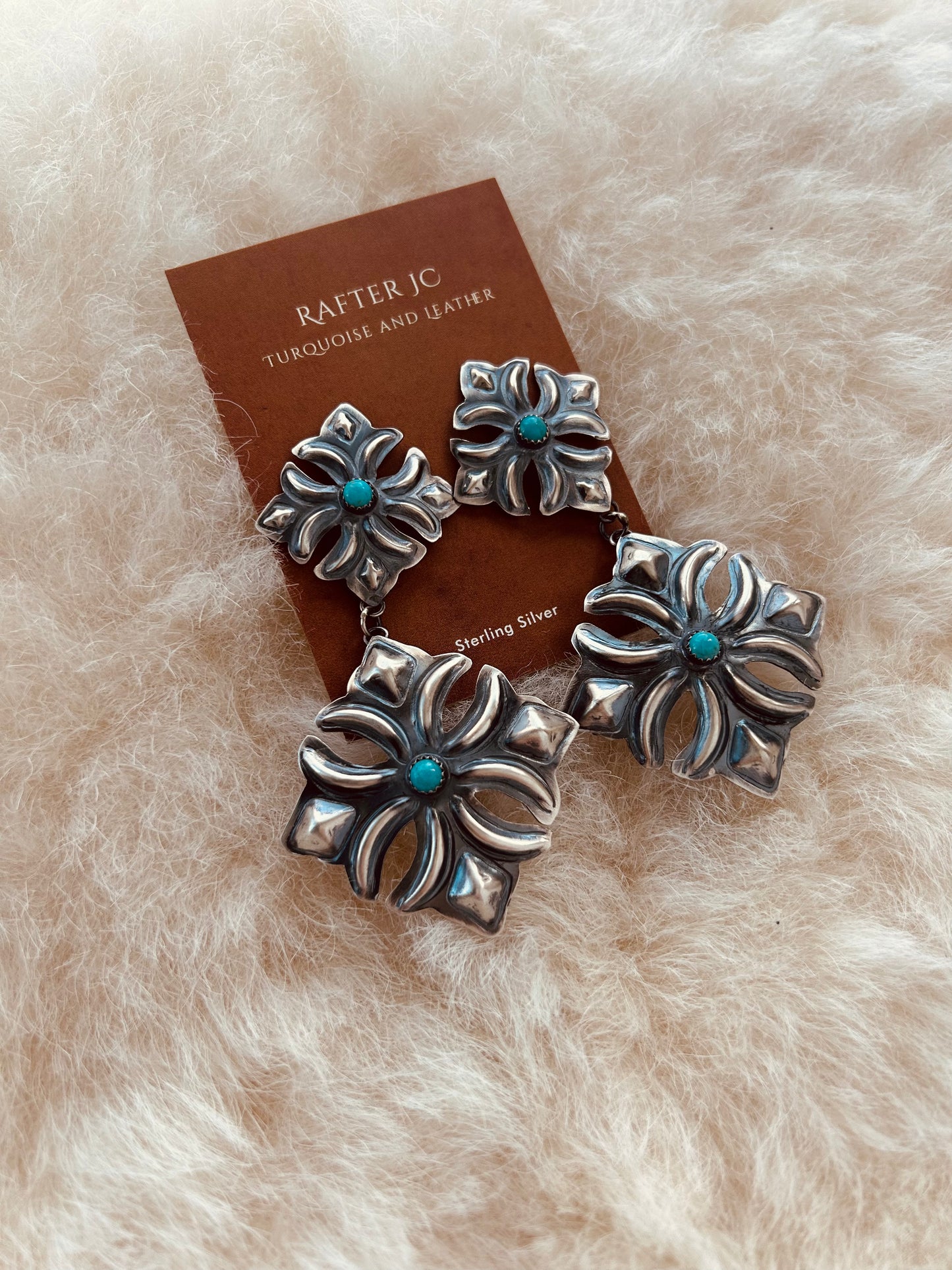 Cut Out Concho Earrings with Turquoise