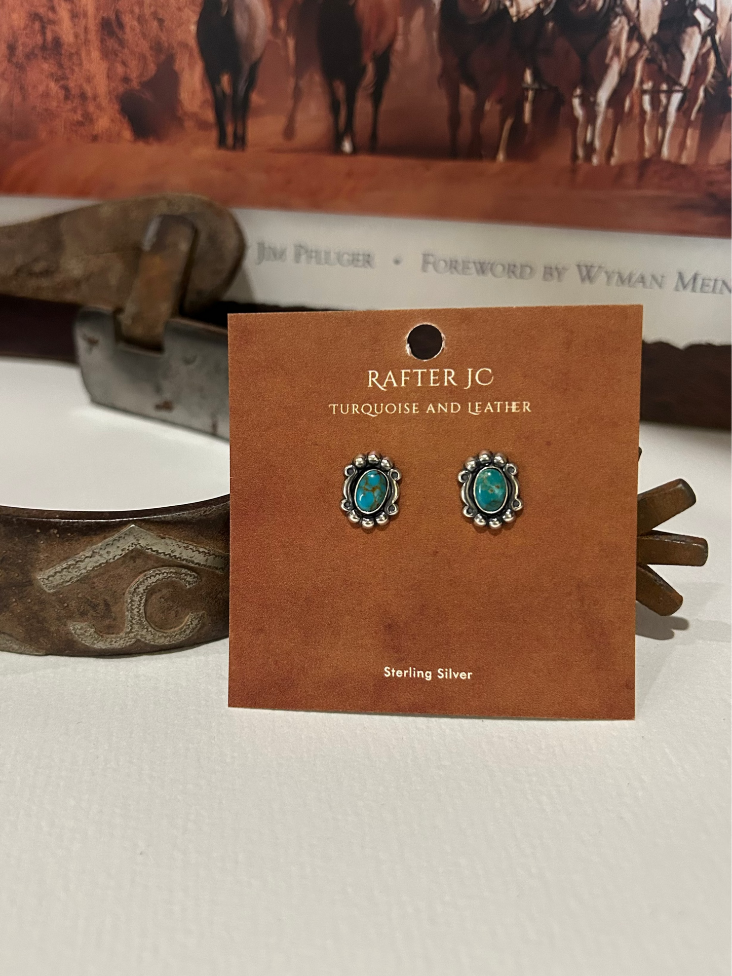 Carly Turquoise and Silver Studs