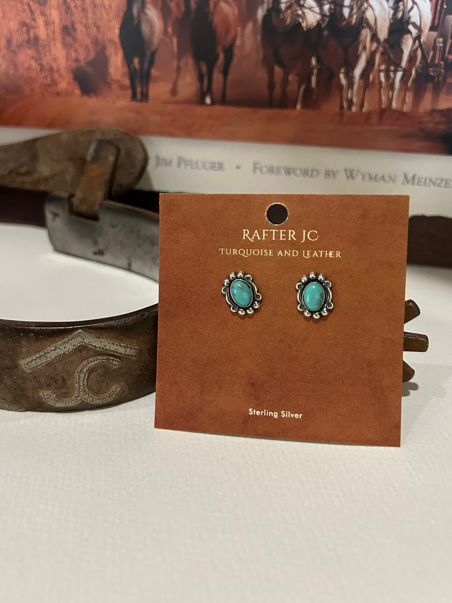 Carly Turquoise and Silver Studs