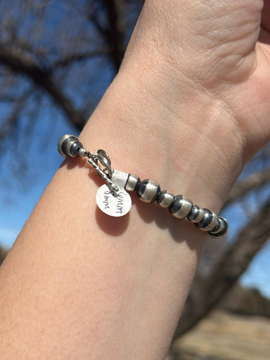 Sterling Silver Beaded 6-8mm Bracelet