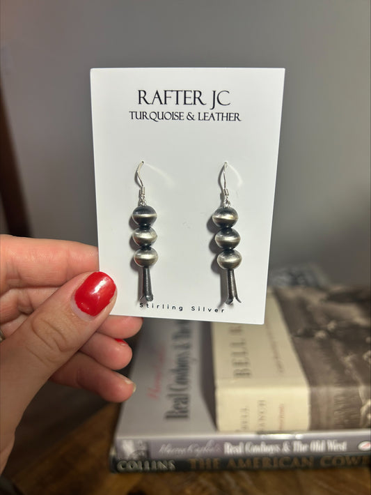 Navajo Sterling Silver Beaded Blossom Earrings