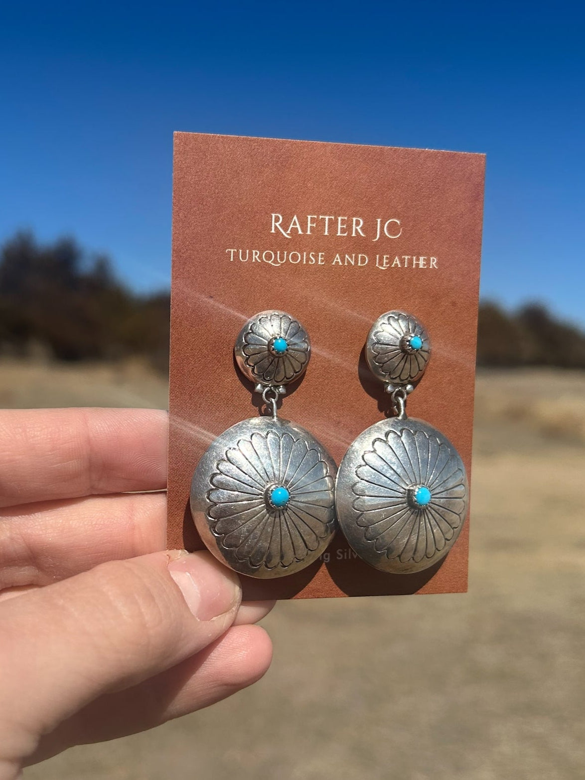 Double Pillow Earrings with Turquoise