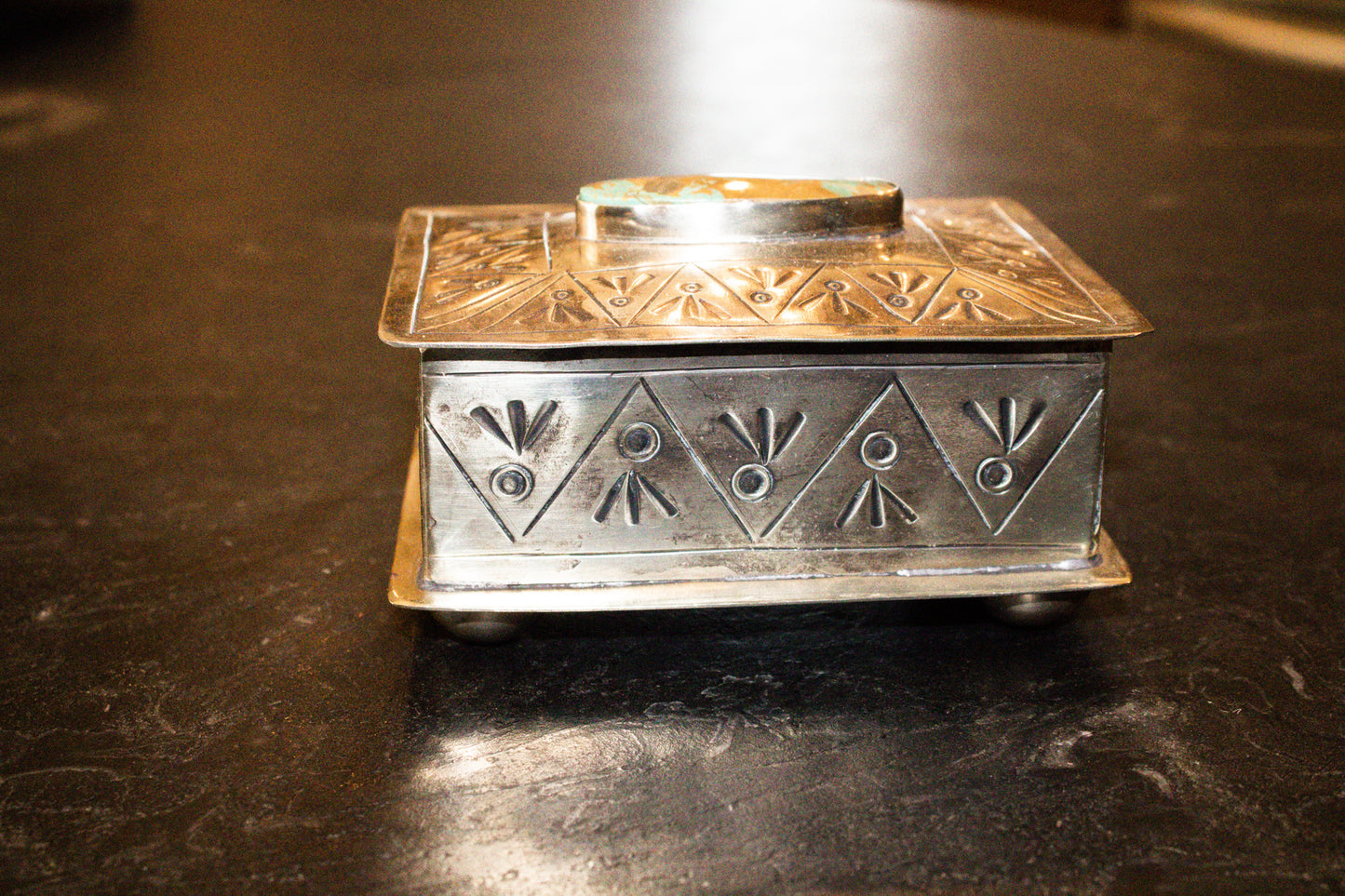 Small Silver and Turquoise Jewelry Box