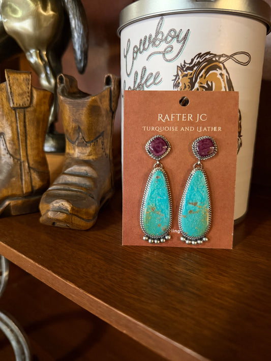 Turquoise and Purple Spiny Post Dangle