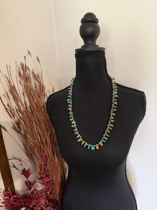 Sterling Pearls with Chunky Fox Turquoise Beads