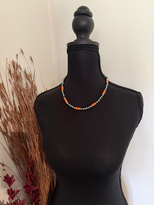 Turquoise and Orange Perfect Necklace