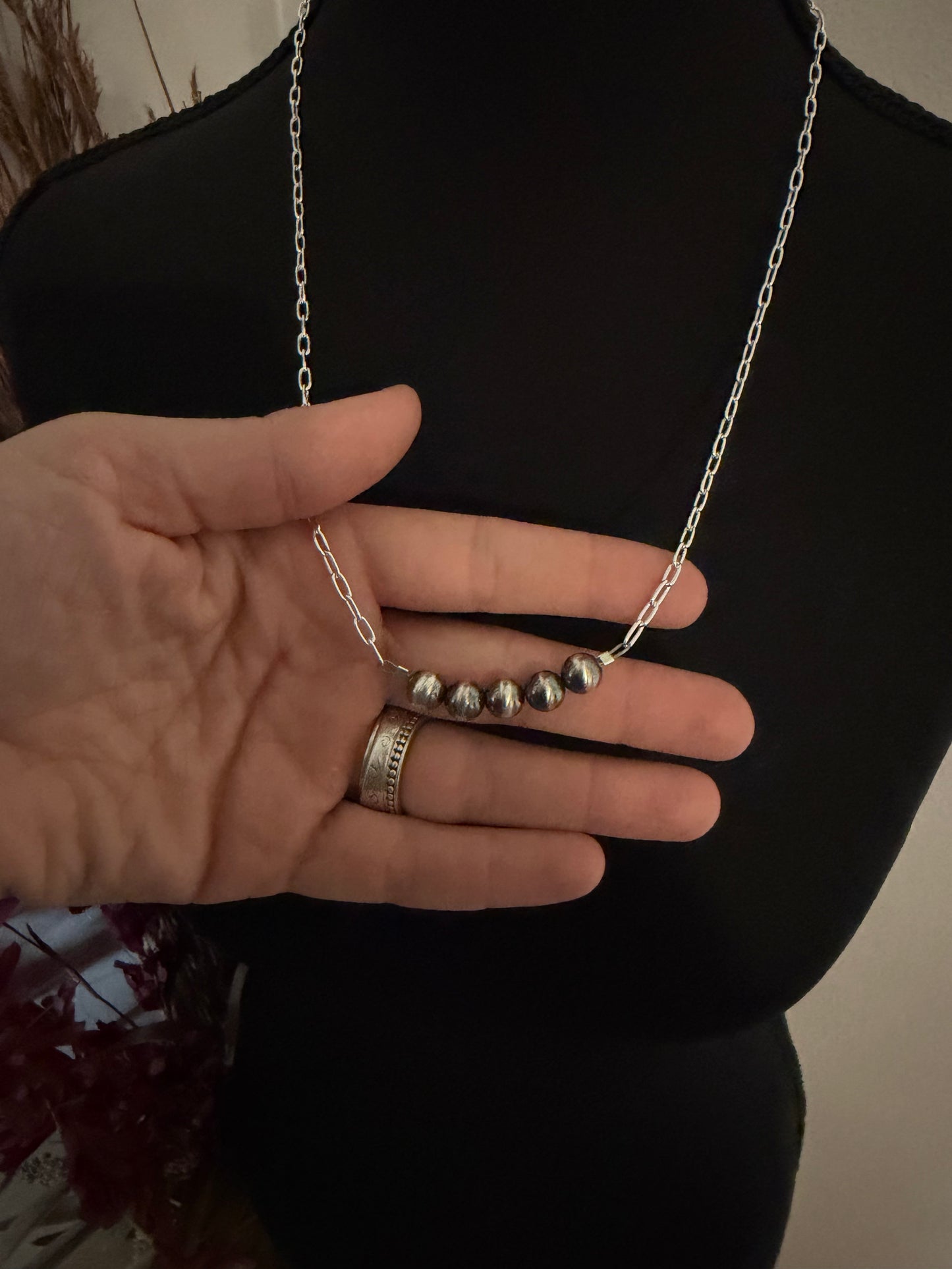 8mm Pearls on Sterling Chain