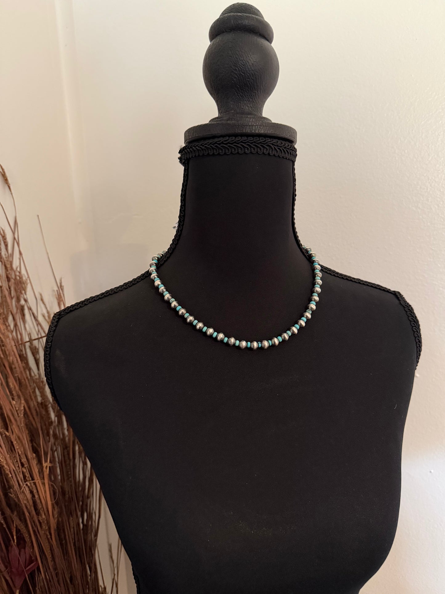 7mm Sterling Pearls with Turquoise