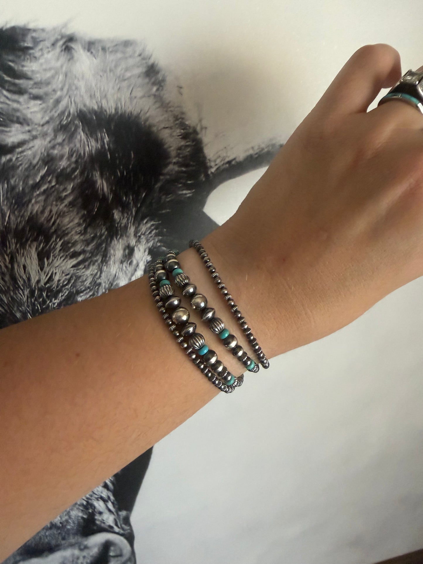4 Stand Multi Bead Bracelet with Turquoise