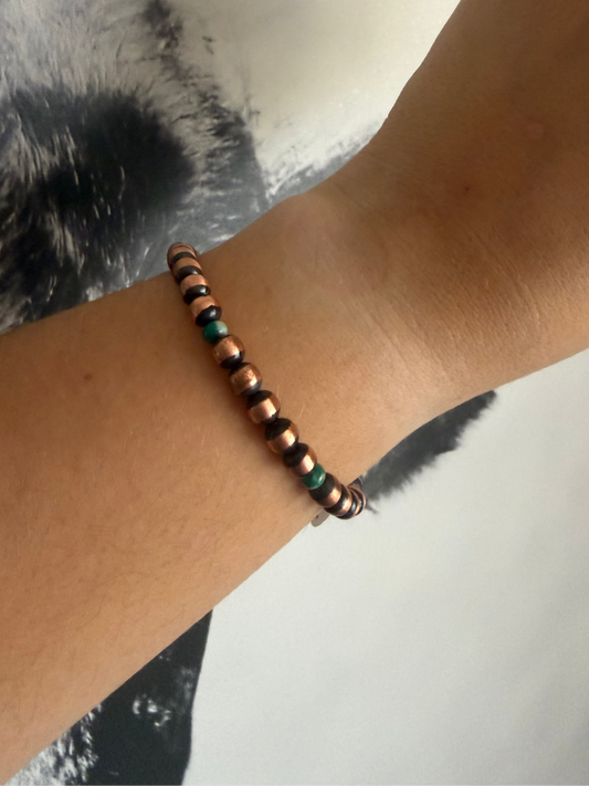 7mm Copper Bead with Turquoise Bracelet
