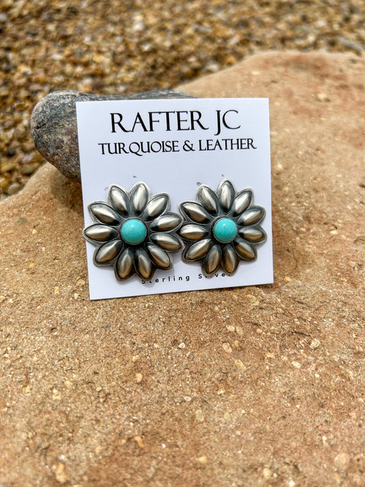 Daisy Studs with Campitos Turquoise