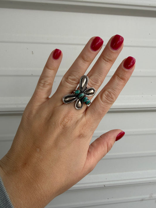 Adjustable Turquoise Butterfly Ring
