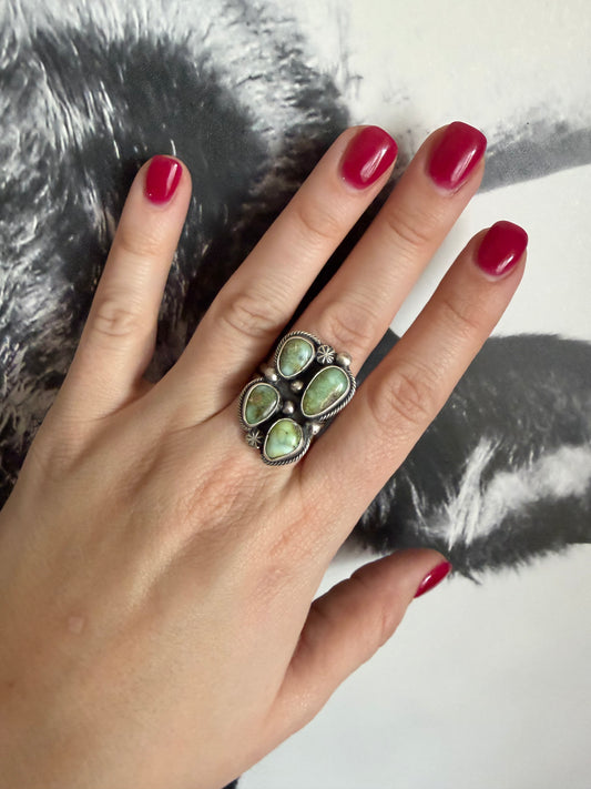 Green Palomino Cluster Adjustable Ring