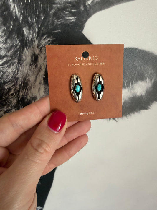 Oval Turquoise Shadowbox Earrings