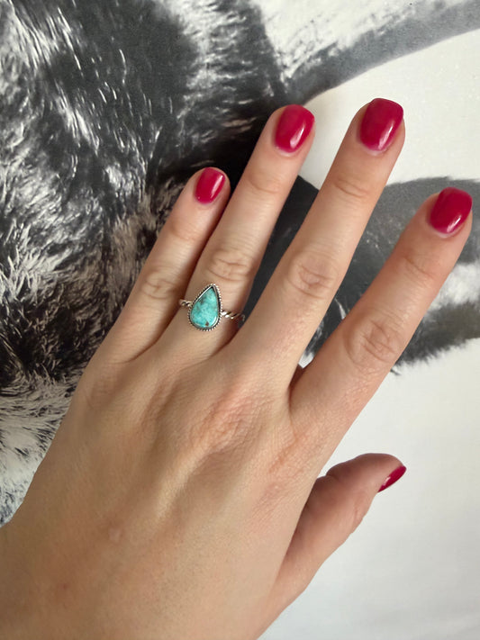 Pear Shaped White Water Ring Size 8