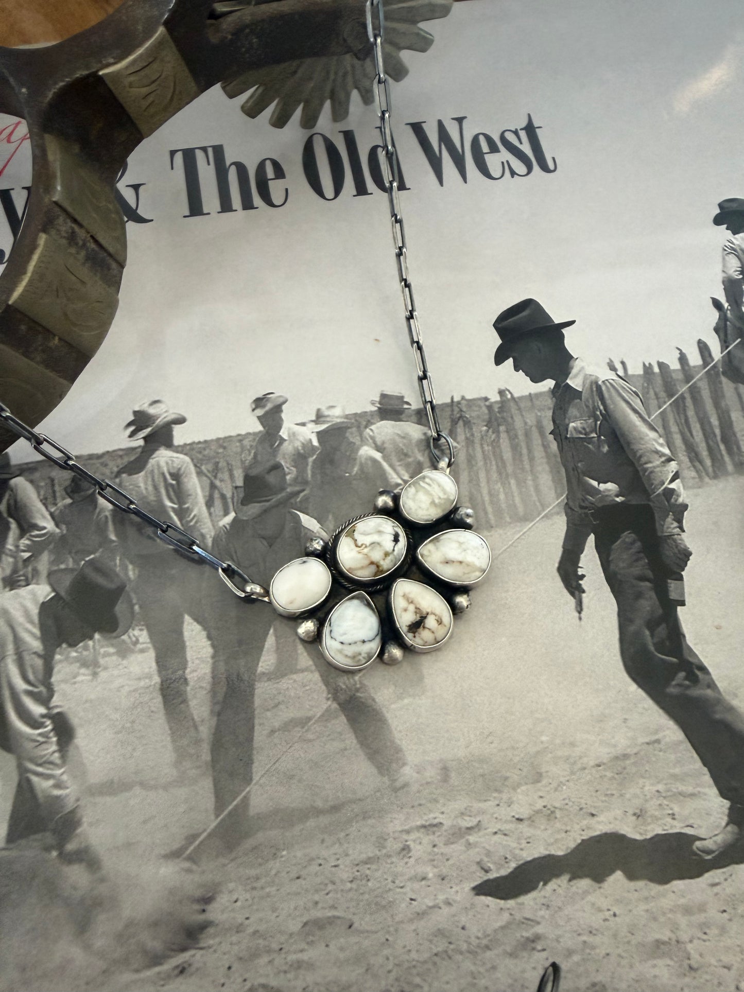 White Buffalo Half Cluster Necklace