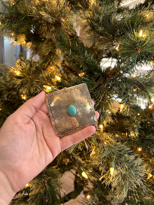 Square Ornament with Turquoise