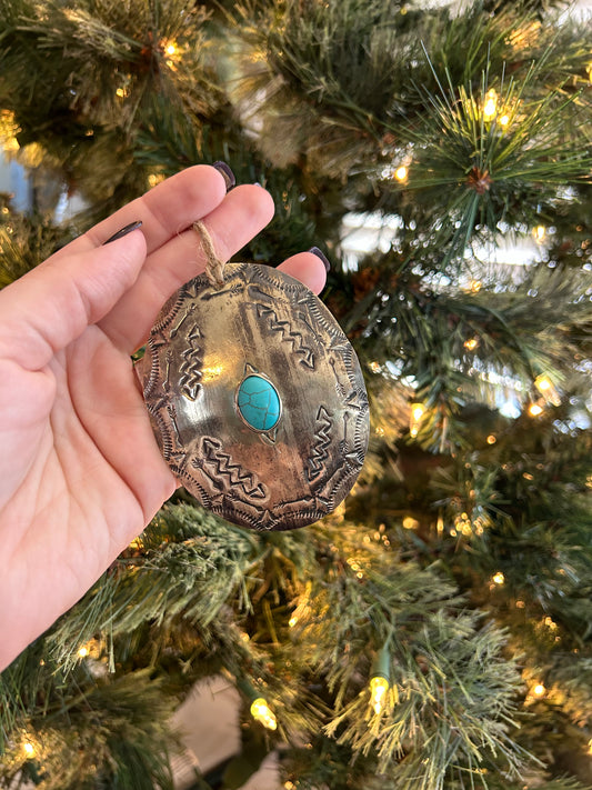Oval Ornament with Turquoise