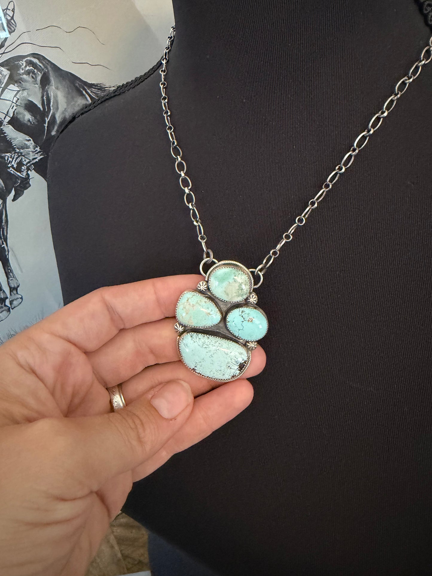 Hubei 4 Stone Cluster Necklace