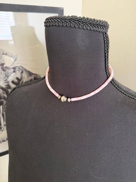 Pink Conch Choker with Pearls