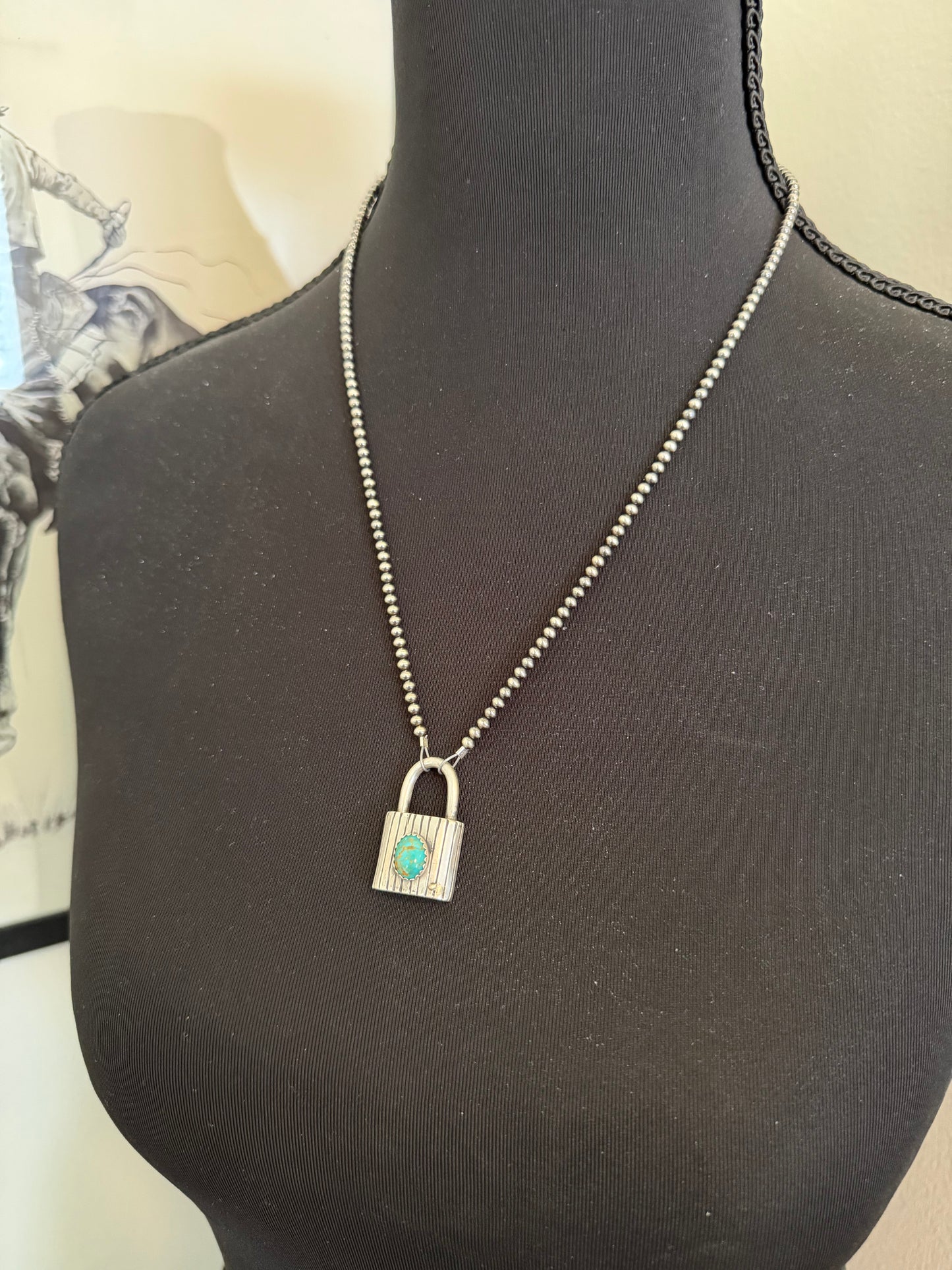 Padlock Necklace on Pearls