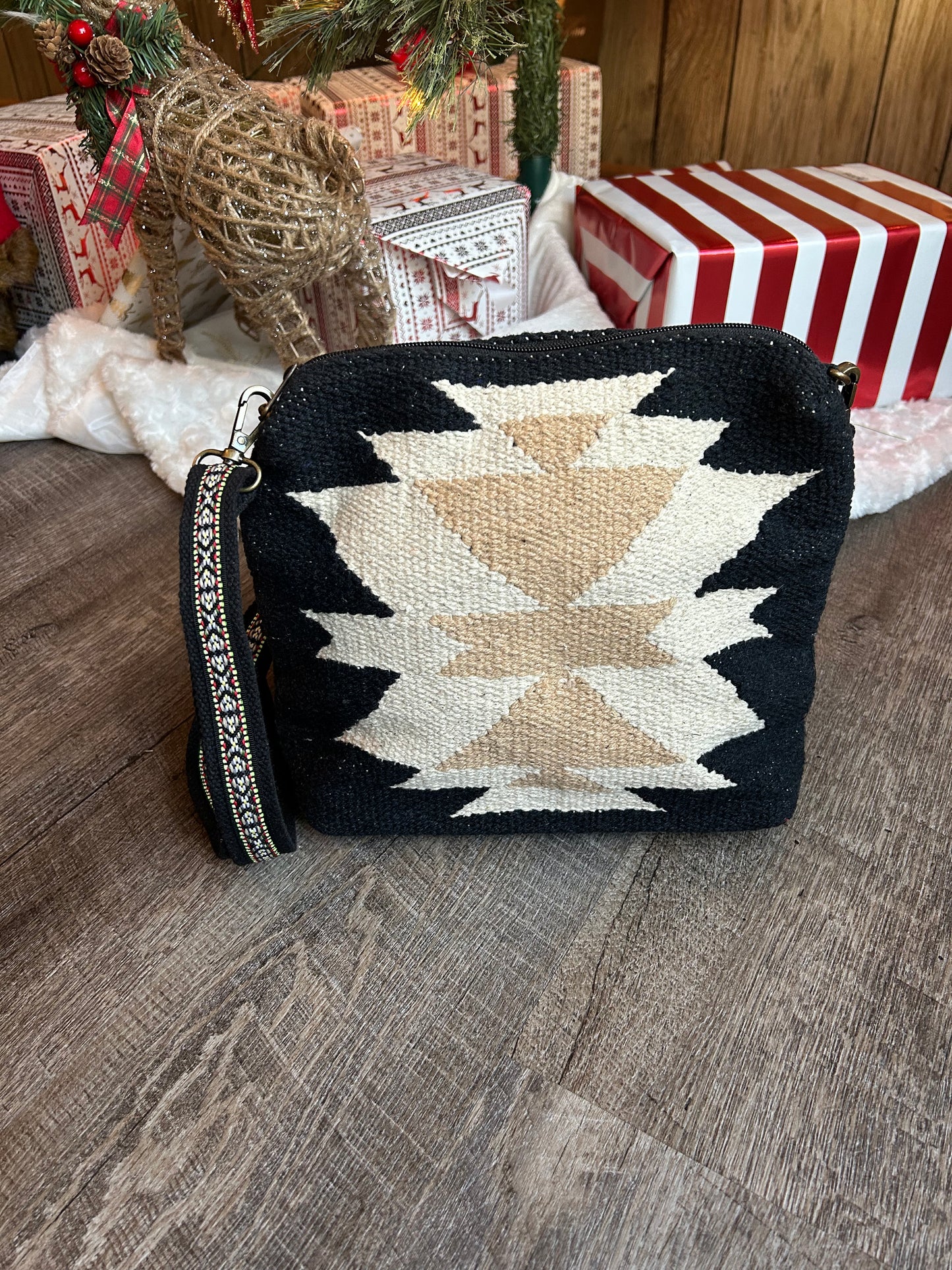 Black, Cream, and Tan Aztec Crossbody