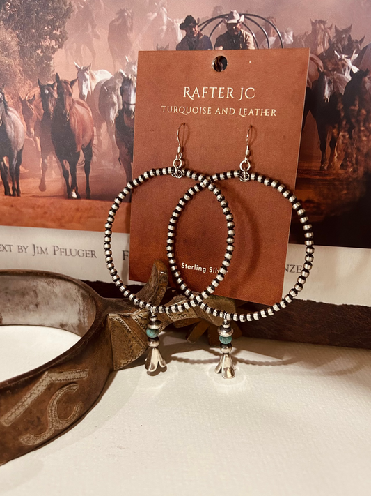 Pearl Hoop with Turquoise Blossom