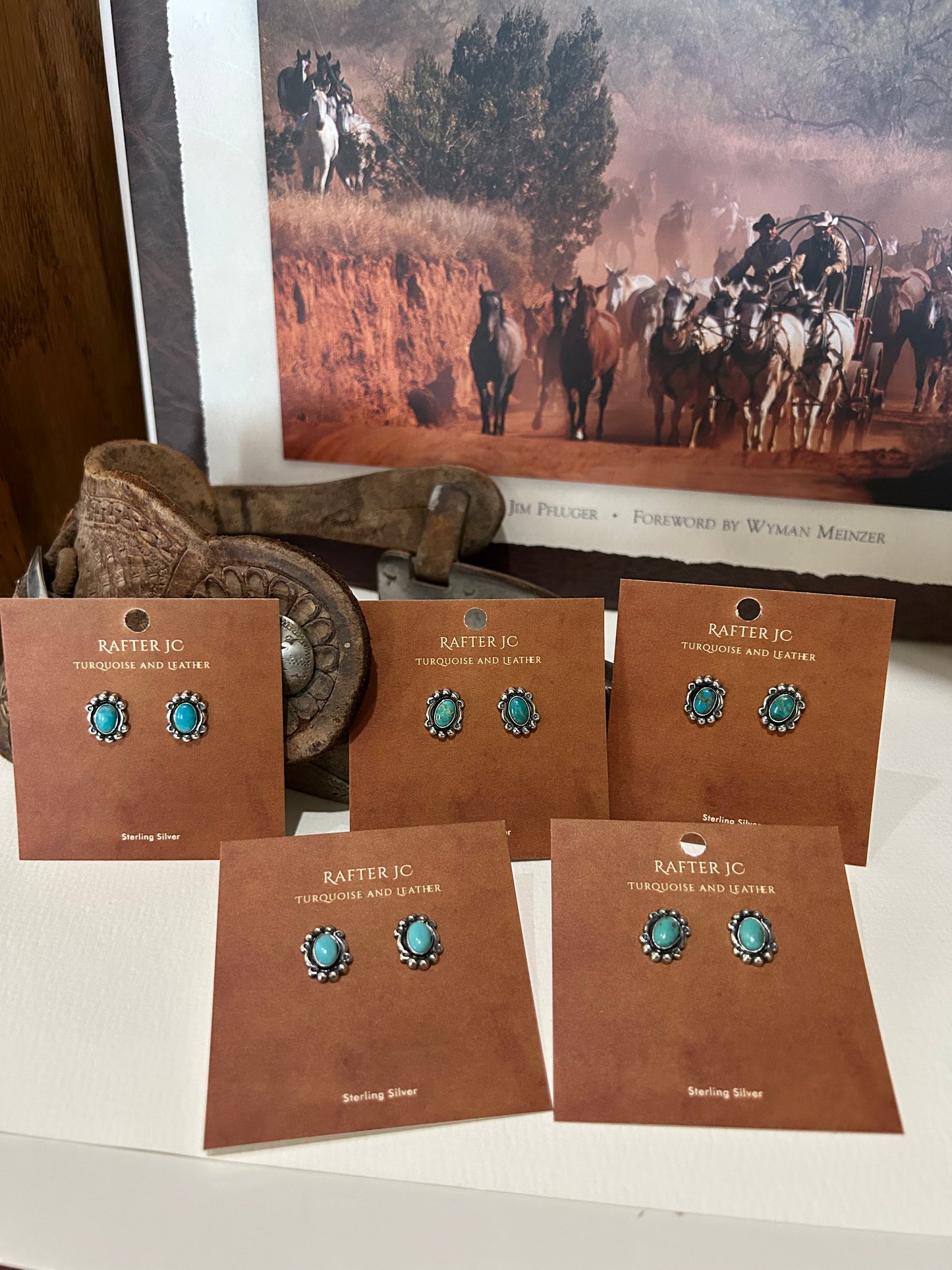 Carly Turquoise and Silver Studs