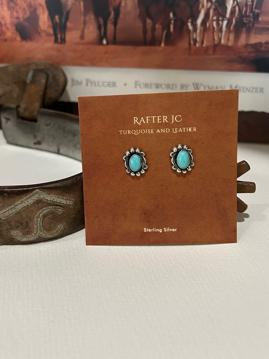 Carly Turquoise and Silver Studs