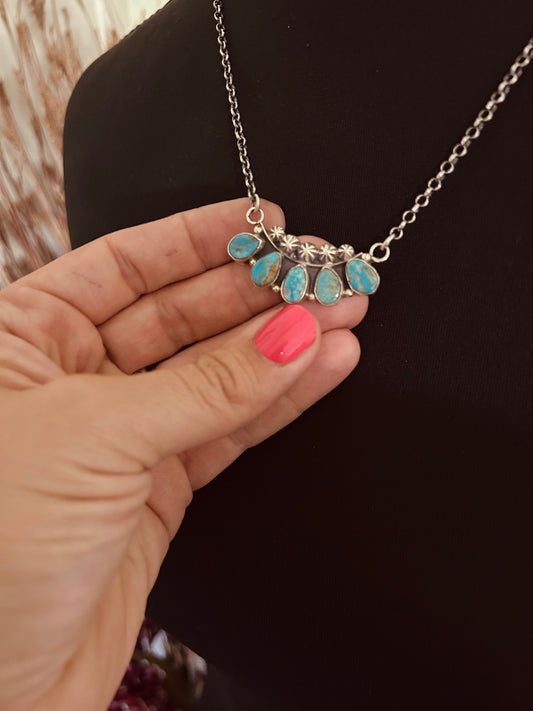 5 Stone Turquoise and Starshot Necklace