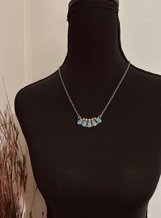 5 Stone Turquoise and Starshot Necklace