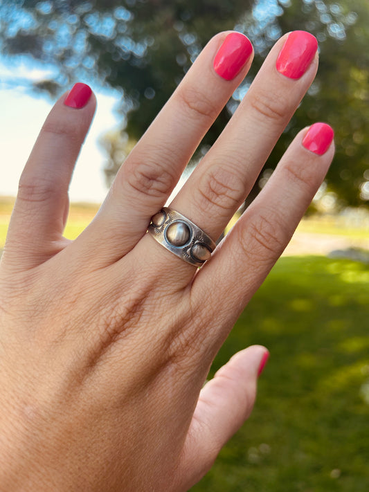 Silver Repousse Ring Size 10