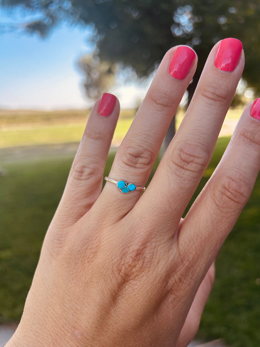 Turquoise Heart Inlay Ring Various Sizes