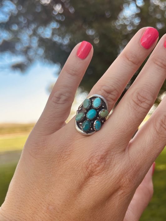 7 Stone Sampler Cluster Ring Size 7.5