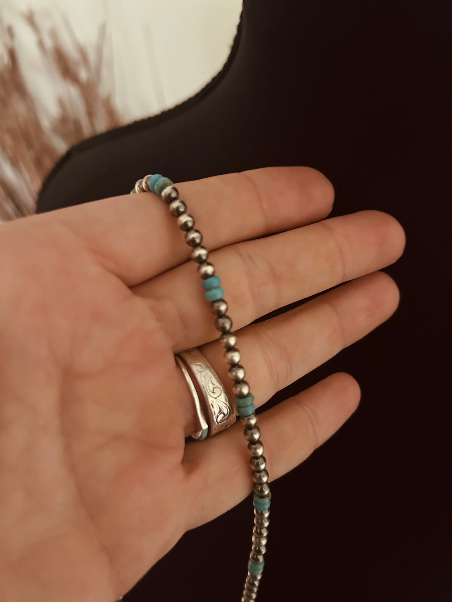 4mm Sterling Pearls with Turquoise