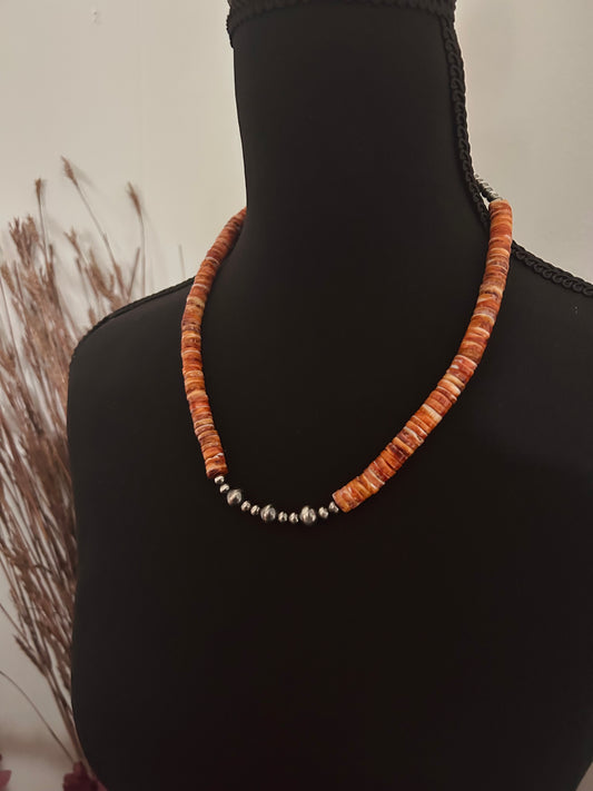 Orange Spiny with Sterling Pearls