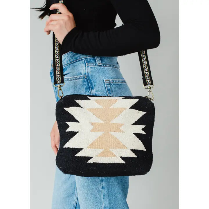 Black, Cream, and Tan Aztec Crossbody