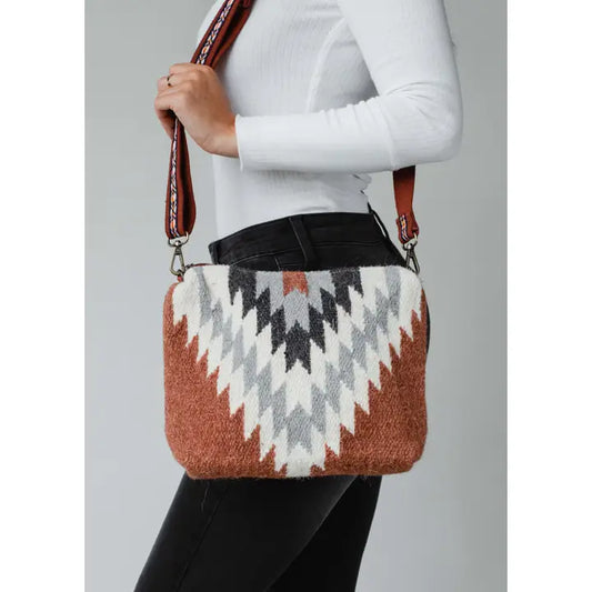 Rust, Cream, and Gray Aztec Crossbody