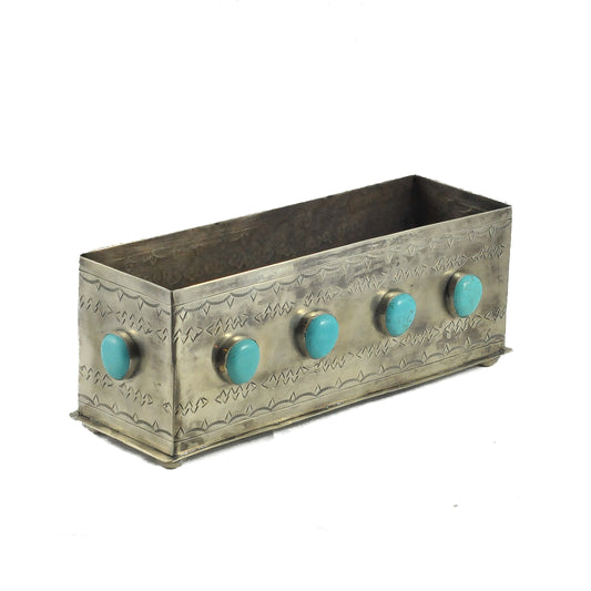 Silver Planter with Turquoise