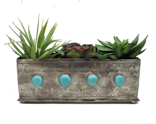 Silver Planter with Turquoise