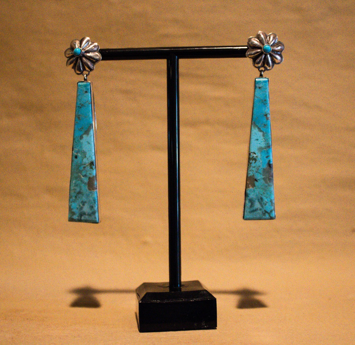 Flower + Turquoise Slab Earring