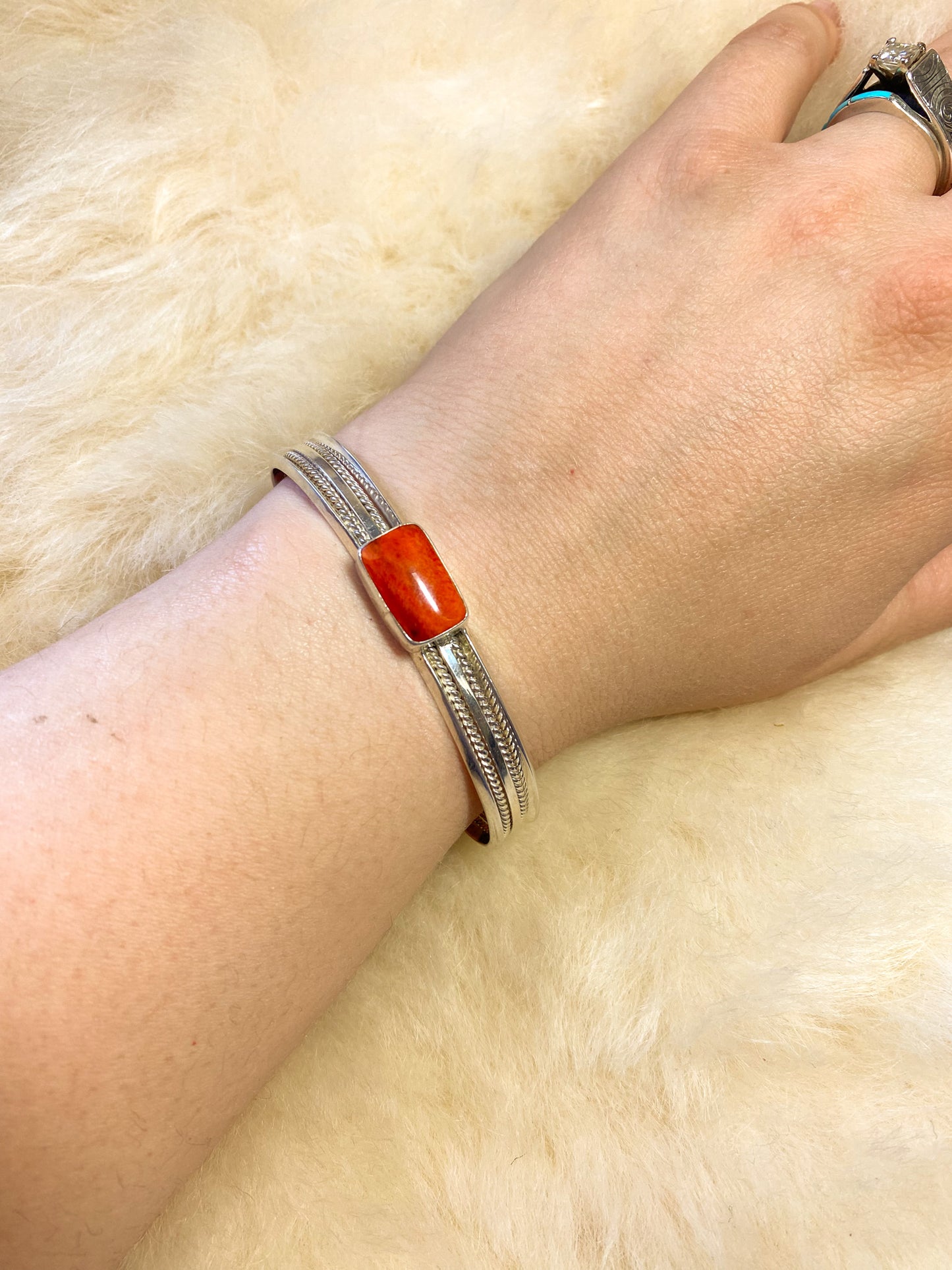 Orange Spiny Rectangle Cuff